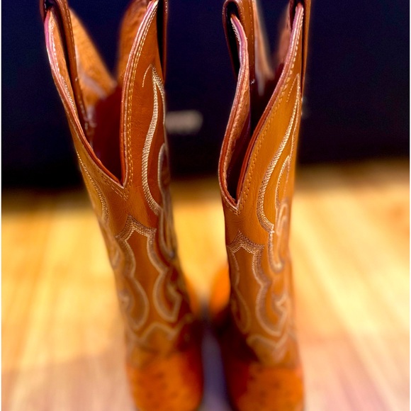 Nocona Genuine Exotic Full Quill Ostrich and Leather Men’s Cowboy Boots. - Picture 7 of 15